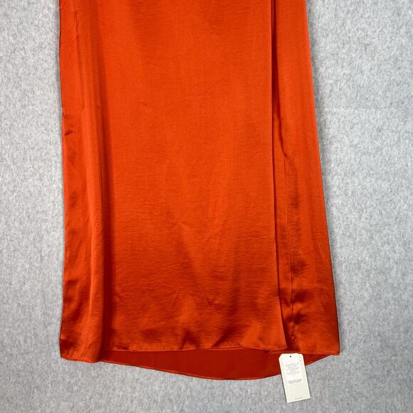 Abercrombie & Fitch Orange Satin Strapless Slip Maxi Dress Size Small - Picture 7 of 11